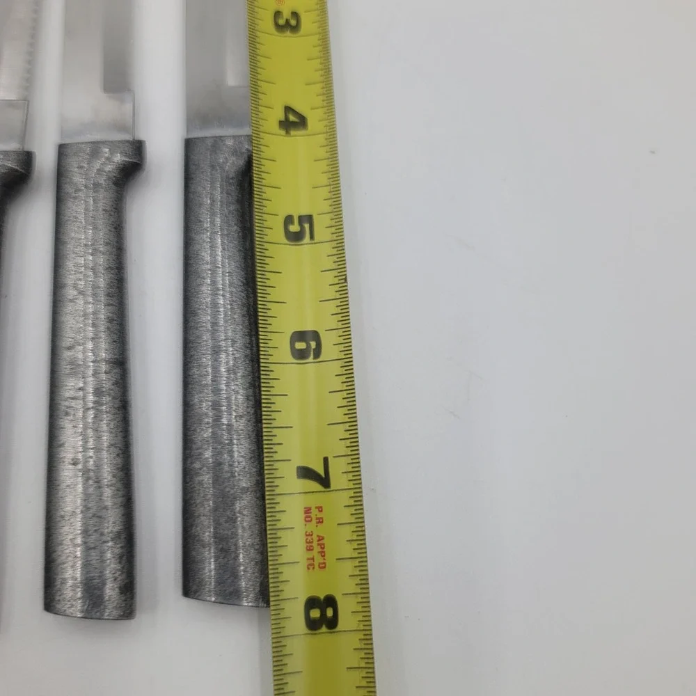 6 Piece Serrated Steak Knife Set Textured Grey Industrial Style Handles